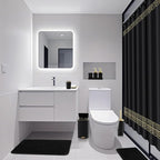 Bathroom Sets with Shower Curtain and Rugs Black Bathroom Accessories Bathroom Set,Soap Dispenser & Toilet Brush Holder Set with Stainless Steel Trash Can