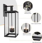 25'' Outdoor Wall Lantern, 4-Light Modern Large Exterior Wall Sconce Light Fixtures, Black Porch Light with Glass, Waterproof Outside Lighting for Patio Front Door Entryway