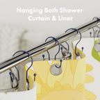 AmazerBath Shower Curtain Hooks Blue Shower Curtain Rings, Simple Double Hook Shower Curtain Hooks Rust Proof, Smooth Sturdy Metal Shower Hooks for Shower Curtain Rod, 12 Pcs Shower Rod Hooks