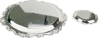Quluxe Round Platter Serving Tray Metal Reusable Decorative Appetizer Platter Dessert Plate for Kitchen Party Centerpiece Display, 2 Pcs Silver (4 Inch+10 Inch)