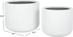 SAFAVIEH Outdoor Collection Lucca White Cement Planter Pot Set of 2