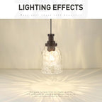 zeyu 1-Light Kitchen Hanging Light Fixture, Farmhouse Island Pendant Lighting, Water Ripple Glass Shade, Oil Rubbed Bronze Finish, ZG33M1L-L ORB-WG