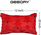 GEEORY Christmas Pillow Covers 12x20 Inch Set of 2, Christmas Decorations Xmas Tree Soft Plush Fluffy Faux Fur Decorative Throw Pillows Farmhouse Winter Cushion Case Red Brown GC035-12