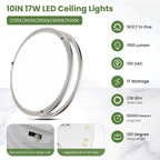 17W LED Ceiling Lights,1100lm Super Bright LED Ceiling Lights,10in Dimmable Flush Mount Light Fixtures,5CCT(5000K/4000K/3500K/3000K/2700K) Adjustable for Bedroom Kitchen Bathroom Hallway,2PACK