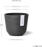 Ecopots Oslo Mini Durable Modern Round Indoor/Outdoor Recycled-Based Composite Flower Pot Planter, Dark Grey, 4.5"