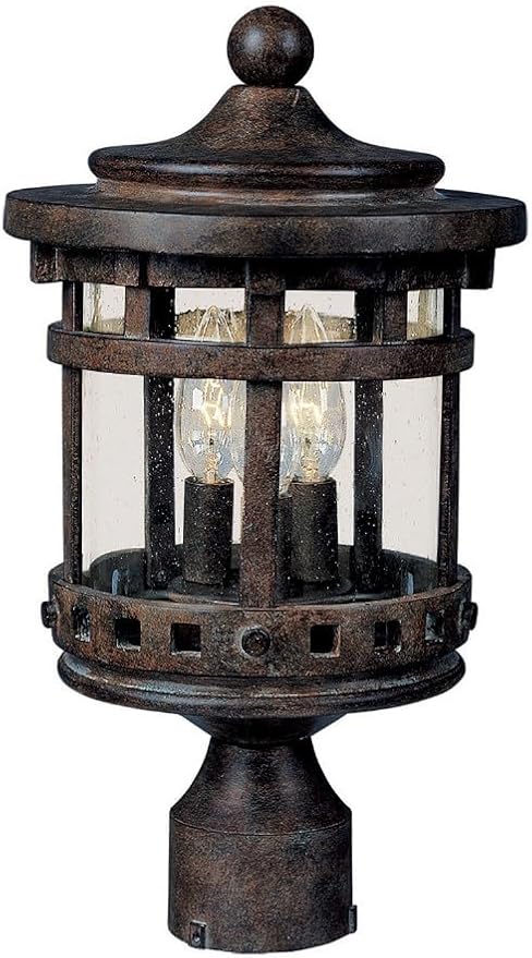 Maxim Santa Barbara VX Three Light Outdoor Pole Mount with Sienna Finish and Seedy Glass