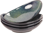 Ceramic Serving Platters Set of 4, 9.6 Inch Curved Oval Deep Salad Plates for Entertaining, Modern Kitchen Dishes, Trays for Dinner, Fruit, Salad, Pasta, burgers - Dishwasher Microwave Safe