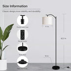 BoostArea Floor Lamp for Living Room,Arc Floor Lamp with Remote Control,Stepless Dimmable Brightness & Colors Temperature 2700k-6500k,Modern Standing Lamp for Bedroom Study Room Office,Beige