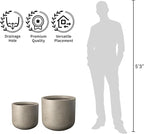 Kante 13.8-Inch Dia Round Concrete Planter, Indoor & Outdoor Garden Pot with Drainage Hole & Rubber Plug, Ideal for Flower and Tree, Weathered Concrete