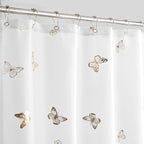 Jubilantex Gold Butterfly Shower Curtain for Bathroom, White Farmhouse Waterproof Bathroom Decorative Rustic Kids Shower Curtain with 12 Rust Proof Grommets for Spa Hotel, 70x72 Inches