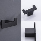 RANDOM Black Double Towel Hook SUS304 Stainless Steel Towel Hooks for Bathroom Wall Mounted Coat Hooks Heavy Duty Wall Hook Square Hand Towel Holder Matte Black Robe Hook.96009-8MB-2