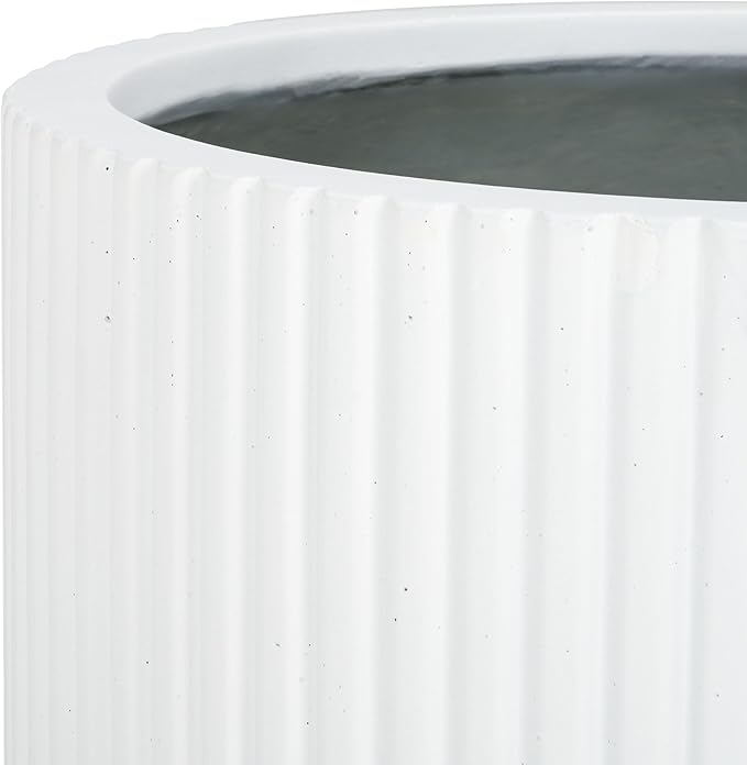 SAFAVIEH Outdoor Collection Lucca White Cement Planter Pot Set of 2