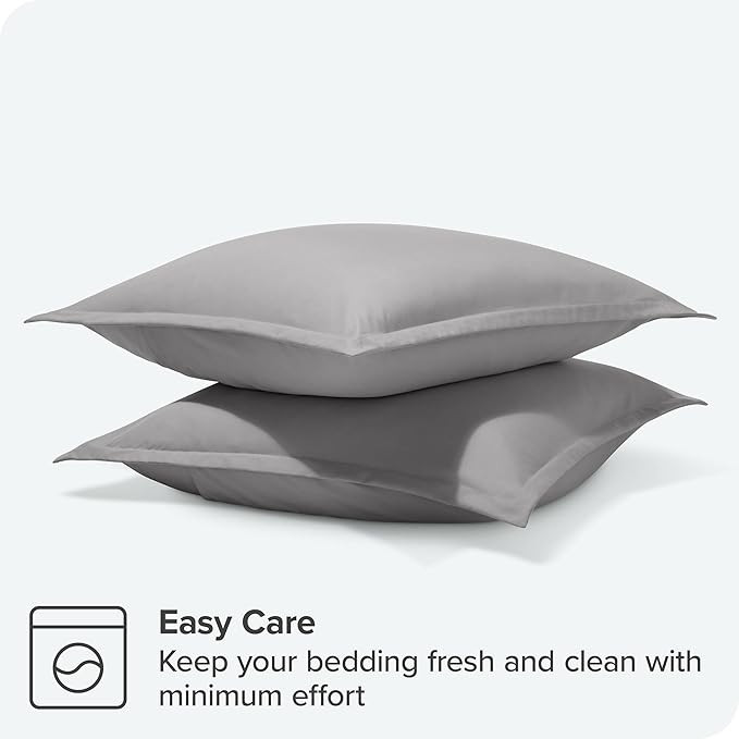 Bare Home Euro Pillow Sham Covers - Set of 2 - Premium 1800 Ultra-Soft Microfiber - Double Brushed - Bed Pillow Shams - Pillows Not Included (Set of 2, Light Grey)
