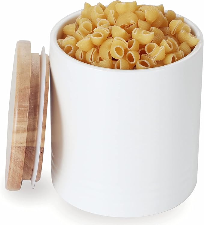LEETOYI Ceramic Food Storage Jar with Seal Lid, Serving for Ground Coffee, Tea, Sugar, Salt and More - 31 Oz (White)