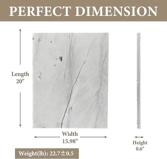 Koville Brazilian Natural Marble Cutting Board for Kitchen, 16x20inch Extra Large Hand Crafted Marble Slab for Cheese, Charcuterie, Pastry Board - Wedding Gift, House Warming Gift