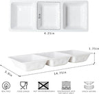 Divided Serving Tray, 14.75”x 6” Reusable 3-Section Party Platters, Condiment Serving Dishes for Entertaining, Ideal for Snacks, Appetizers, Fruit, Candy, Chip & Dip Set,White