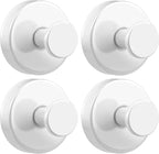 Suction Cup Hooks for Towels Robes, Heavy Duty Bathroom Shower Hooks Stainless Steel, No Drill on Smooth Wall,Glass,Mirror, Tile in Bedroom Kitchen to Hang Swimsuit Washcloths (4, White)