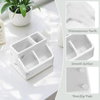 Luxspire Toothbrush Holder, Fast Drying Toothbrush Holders for Bathroom, Diatomaceous Earth Electric Tooth Brush Organizer Toothpaste Holder for Countertop Dresser, Marble White