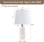 20.5" Ceramic Table Lamp Set of 2 for Bedrooms, White Lamps Set of 2 for Living Room, Minimalist Ceramic Lamps with White Barrel Lampshade, Matte White Ceramic Lamps for Nightstand