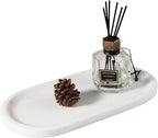 Koville Natural Marble Tray for Bathroom Decor Countertop, Vanity Tray Italy Oval Stone Trays for Candles Perfume, Storage Trays for Cosmetics, Jewelry, Decorative Tray for Dresser Organizer(White)