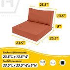 AAAAAcessories Outdoor Deep Seat Cushions, Waterproof, Fade-Resistant Patio Furniture Replacement Cushions, 23.5" x 25.5" x 5" + 23.5" x 13.5", Rust