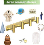 Wall Mounted Coat Rack-4 Hooks, Heavy Duty Stainless Steel Wall Hooks for Towel Coat Bag, Hat Rack Coat Hanger Coat Hooks Towel Racks for Bathroom Entryway Kitchen Hotel Office (Gold, 1 Pack)