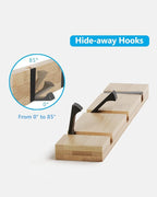 JSVER Coat Rack Wall Mount Coat Hooks, Coat Hooks Wall Mounted with 3 Standard Retractable Hooks, Space-Saving Coat Rack for Entryway, Hallway, Bathroom, Living Room, Bedroom