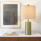 20.25" Small Single Table Lamp for Bedroom Modern Ceramic Nightstand Lamp Farmhouse Bedside Lamp Boho Living Room End Side Table Lamp, Green