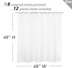 Waterproof Shower Curtain for Window Inside Shower, 48 x 48 Inches Short Plastic Bathroom Window Curtain Heavy Duty Vinyl with Hooks, White, 48x48