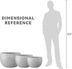 Kante 19.9",15.7",11.8" Dia Round Concrete Planter Set of 3, Outdoor/Indoor Large Bowl Plant Pots with Drainage Hole and Rubber Plug for Garden Patio Balcony Home, Natural Concrete
