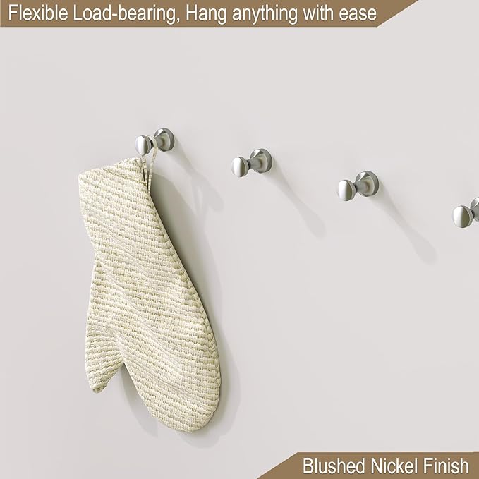 Epock Towel Hooks for Bathrooms Set of 3, Screw-in Stainless Steel Robe Coat Clothes Hook Bathroom & Kitchen Round Style Small Wall Hooks Rustproof -Brushed Silver