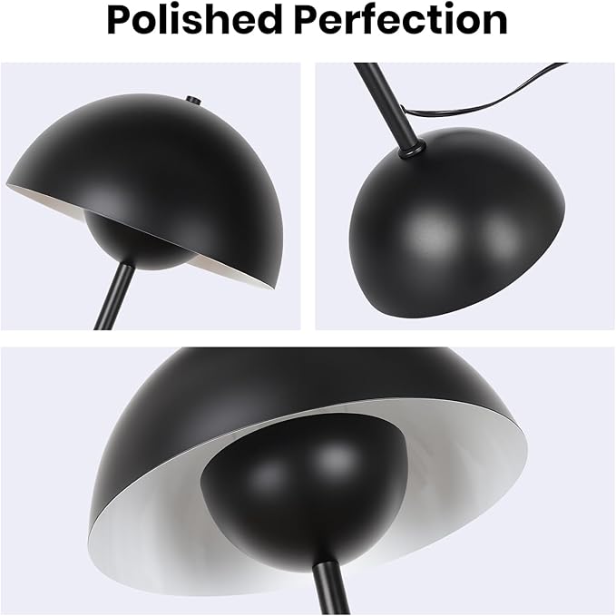 Black Floor Lamp for Living Room, 66'' Industrial Standing Lamp with Unique Metal Shade&Base Reflecting Light Tall Retro Lamp for Bedroom, Black