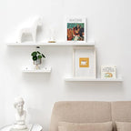 12 Inch Floating Shelves Wall Mounted, Solid Wood Wall Shelves for Decor and Storage, Picture Ledge Shelf for Bedroom/Bathroom/Living Room/Kitchen/Laundry Room, White Color, 12*4*1.5, 2 Pack