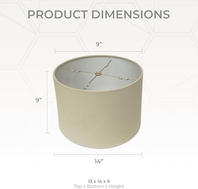 Royal Designs, Inc. HB-610-14LNBG-2 Shallow Drum Hardback Lamp Shade, 13 x 14 x 9, Linen Beige, 2-Pack