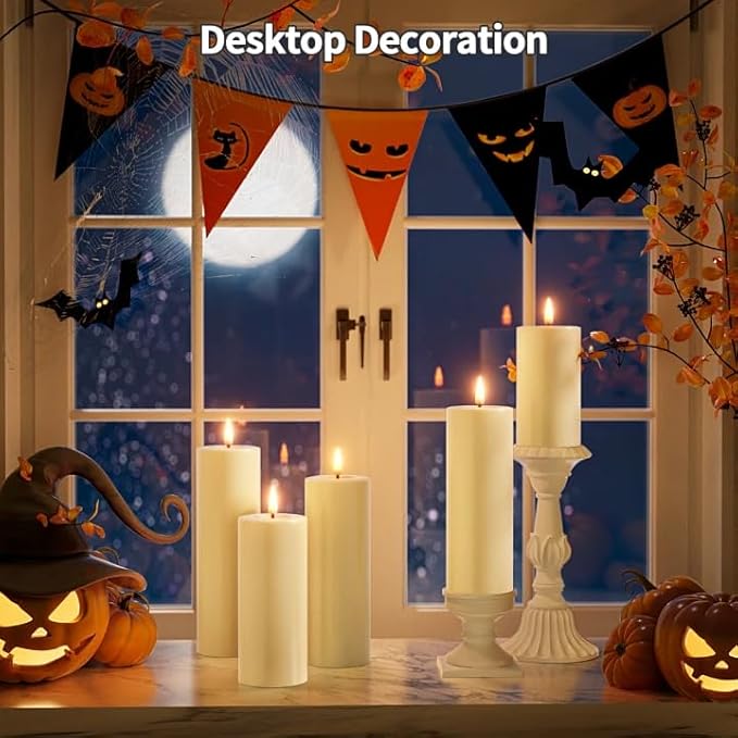 Outdoor Candles with Timer Waterproof: Set of 8 2.2''×4'' 5'' 6'' 7'' Flameless LED Pillar Candles with Remote Battery Candles Flicking Ivory for Fireplace Halloween Patio Centerpieces