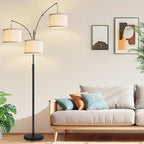 Dimmable Floor Lamp - 3 Lights Arc Floor Lamps for Living Room, 1000LM Modern Tall Standing Lamp with White Shades & Heavy Base, Mid Century Tree Floor Lamp for Bedroom Office, 3 LED Bulbs Included