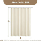 downluxe Linen Texture 3 in 1 Farmhouse Shower Curtain Set with Tassel, Boho Fabric Shower Curtains for Bathroom, Cream, 72W x 84L