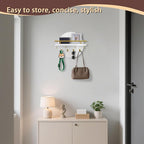 Key Holder Wall Mount with Shelf and Hooks, 11.8 Inch Entryway Gold Key Rack Hanger, Rustic Key Holder for Wall Decor