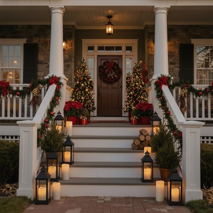 Homemory 6" 8" 10" x 4" Waterproof Outdoor Flameless Candles, Battery Operated Flickering LED Pillar Candles with Remote and Timers for Indoor, Plastic, Ivory White