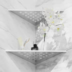 2 Pack Shower Corner Shelves, 304 Stainless Steel Recessed Bathroom Shelf for Tiled Wall, 10" Slot Design Organizer Corner Shelves for Inside Shower Decor (Silver, Cross)