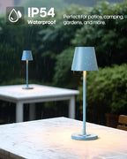 LED Cordless Table Lamp Rechargeable, 3-Height Adjustable, 5500mAh Battery Operated Lamp, 3-Color Dimming Touch Lamp, Portable Lamp for Dining, Bedroom,Camping, Outdoor, Indoor(Blue 2 Pcs)