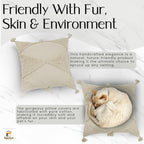 GRUHUM Throw Pillow Covers 18x18-Set of 2 Boho Decorative Handwoven Fancy Tufted Cushion Case for Living Room Bedroom Sofa Couch Farmhouse Car Home Decor Cotton Comfy Square Modern 18x18 inch,Cream