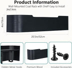 Coat Rack Wall Mount with Hidden Hooks Entryway Hanging Shelf Modern Wood Coat Hanger for Bedroom Kitchen Hallway Bathroom (Black,20.9 Inch Long)