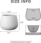 Kante Curva Series Planter, 14.8 Inch Round Concrete Garden Pot with Draiange Hole and Rubber Plug, Suitable for Indoor Plants, Home, Garden, Patio, White