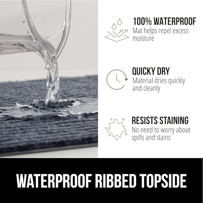 GORILLA GRIP Traffic Guard Door Mat, 70x24, Heavy Duty Welcome Mats, Commercial Office Space Doormat, Waterproof, Fade Resistant, Strong Rubber Backing, Low Profile, Shoe and Boot Scraper, Gray