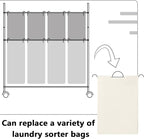 Bonuci 3 Pcs Laundry Sorter Replacement Bags Hamper Cart Removable Replacement Laundry Storage Organizer Bag Hamper Liner, No Hooks 14.76 x 8.66 x 21.65 Inch (Beige,Gray,Black)