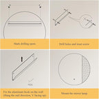 ONEWISH LED Wall Sconce, Dimmable Mirror Wall Lamp,16.93 inch Round Wall Lights for Bedroom with Memory Function, Wall Lamps for Living Room Entryway, Smoky Gray