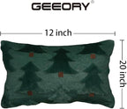 GEEORY Christmas Pillow Covers 12x20 Inch Set of 2, Christmas Decorations Xmas Tree Soft Plush Fluffy Faux Fur Decorative Throw Pillows Farmhouse Winter Cushion Case Green Brown GC033-12