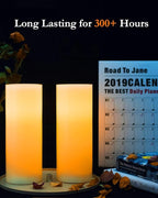 Homemory 9" x 3" Flameless Candles Battery Operated, Flickering LED Pillar Candles with Timers and 2 Remote Controls, Indoor Only, Flat Top, Ivory White Wax, Set of 2