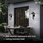 𝗠𝗢𝗗 𝗟𝗜𝗚𝗛𝗧𝗜𝗡𝗚 Terri | Modern Outdoor Wall Lights LED 10W, Exterior Wall Sconce Lights, Stainless Steel Outdoor Light Fixture, Waterproof IP65, 1 Pack (Black | Warm White 3000K | Small 14")